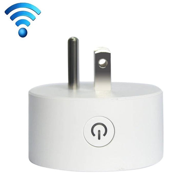 NEO WiFi Smart Power Plug with Remote and Timing Control via App - white compact plug with power button and WiFi icon
