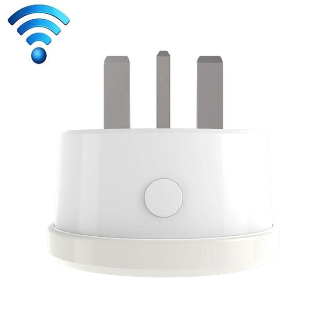 NEO WiFi Smart Power Plug with App and Timer Control for UK Outlets white UK plug front view with WiFi icon and app timer functionality