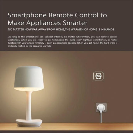 NEO WiFi Smart Power Plug with App and Timer Control for UK Outlets controlling a lamp via smartphone app and timer
