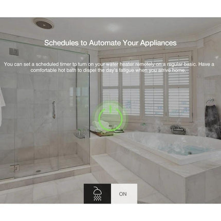 Compact WiFi-Enabled Smart Plug for Scheduling Devices controlling bathroom water heater timer for automated hot bath