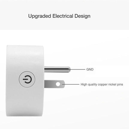 Compact WiFi-Enabled Smart Plug for Scheduling Devices showing upgraded electrical design with GND and high quality copper nickel pins