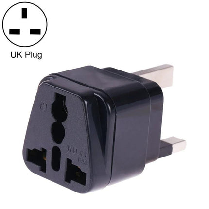 Portable Universal Socket Adapter with Fuse for UK, US, EU Plugs - Compact Black UK Travel Plug Adapter with Safety Fuse