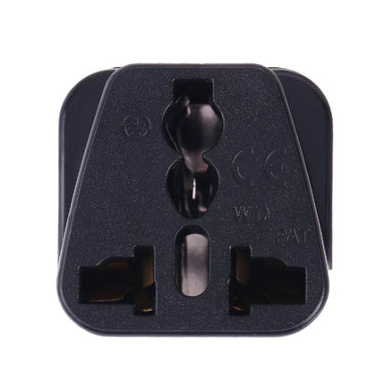 Portable Universal Power Adapter for Travel and Daily Use, US Plug compact black universal travel adapter front view