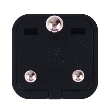 Universal Travel Adapter for South Africa Plug and Global Use black three-pin plug front view