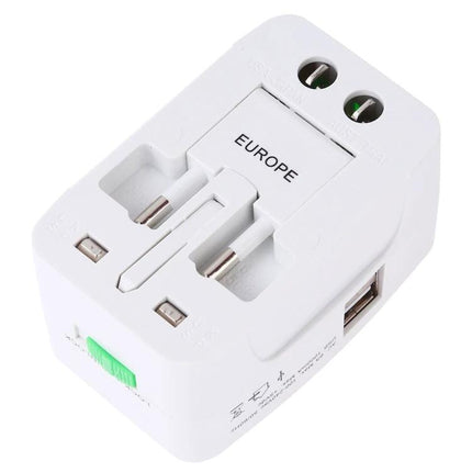 Essential Adapter for Charging Devices During International Travel - white universal travel adapter with Europe plug and dual USB ports