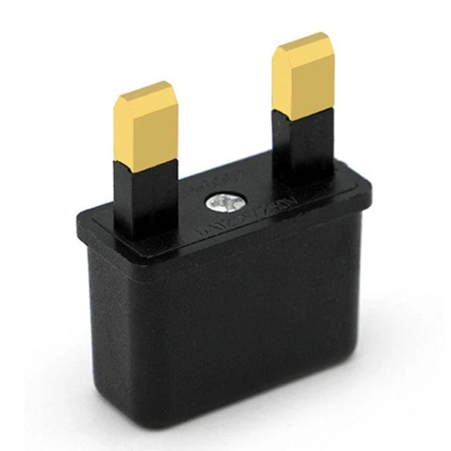 US and EU to UK Plug Adapter for Travel and Home Use — compact black travel plug adapter for laptops and chargers