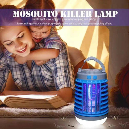 E SMARTER Outdoor Solar Mosquito Light Trap For Yard And Patio solar-powered mosquito killer lamp with violet UV and ambient white light on patio