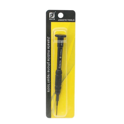 JIAFA 1.5 Cross Screwdriver for Mobile Phone Repair in yellow retail blister pack showing slim precision cross-tip tool