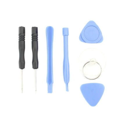 Professional 7-in-1 Screwdriver Repair Tool Kit for iPhone Maintenance showing two screwdrivers, pry tools, picks and suction ring