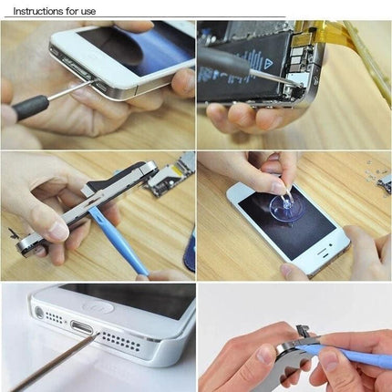 Professional 7-in-1 Screwdriver Repair Tool Kit for iPhone Maintenance - hands using tools to open and repair iPhone parts