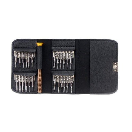 JIAFA 24-Piece Multi-Functional Screwdriver Set with Carrying Bag showing case, 24 interchangeable bits and precision handle for home repairs and DIY