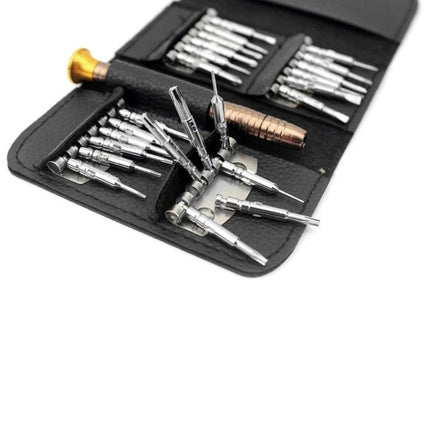 JIAFA 24-Piece Multi-Functional Screwdriver Set with Carrying Bag showing open case with 24 interchangeable bits and compact handle for home repairs