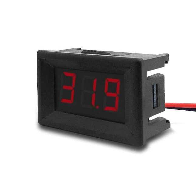 Compact Portable Digital Voltage Meter for Everyday DC Checks showing red LED 31.9 reading in compact black housing