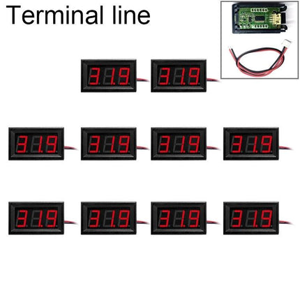 Compact Digital Voltage Meter for Everyday Electronics Checking - multiple red LED panel meters wired in a terminal line for battery and power supply testing