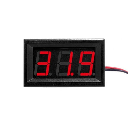 Compact Digital Voltage Meter for Everyday Electronics Checking showing red LED 3-digit display reading 31.9V, compact panel mount for hobby electronics