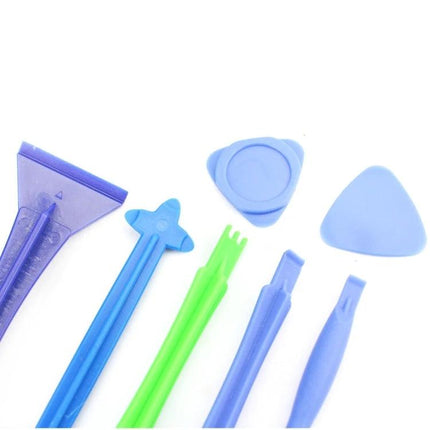 JF-CR01 14-in-1 Crowbar Tool Kit for Repair and Disassembly - blue and green plastic pry tools and picks for electronics and DIY