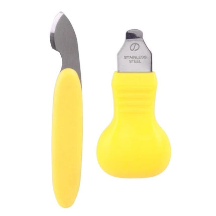 2 in 1 Watch Back Cover Opener Tool for Easy Repairs yellow-handled dual blade set for battery changes and watch strap adjustments