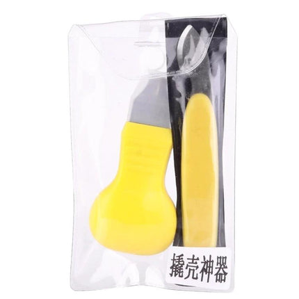 2 in 1 Watch Back Cover Opener Tool for Easy Repairs - yellow dual-function opener and tweezers in clear packaging