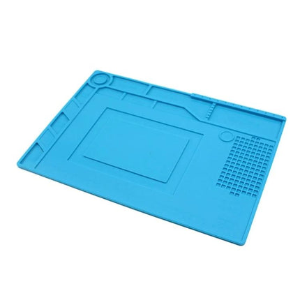 JIAFA Heat-Resistant Silicone Mat for Electronics Repair blue work mat with divided sections for screws and tools