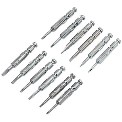 Versatile 25-in-1 Screwdriver Set for Device Repairs showing 11 precision metal bits and ergonomic handle for smartphone, watch, and optics repair