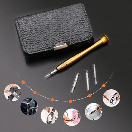 Versatile 25-in-1 Screwdriver Set for Device Repairs compact gold ergonomic handle with 24 bits and black carrying case for precision electronics