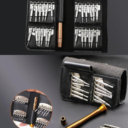 Versatile 25-in-1 Screwdriver Set for Device Repairs compact case with ergonomic handle and 24 precision bits for smartphone, watch, and optics fixes