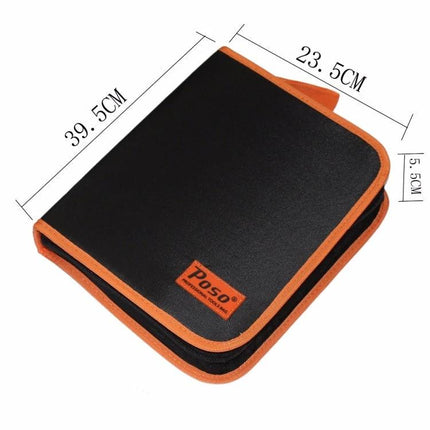 JAKEMY 16-in-1 Professional Network Cable Repair Tool Kit black and orange zippered carrying case with dimensions shown