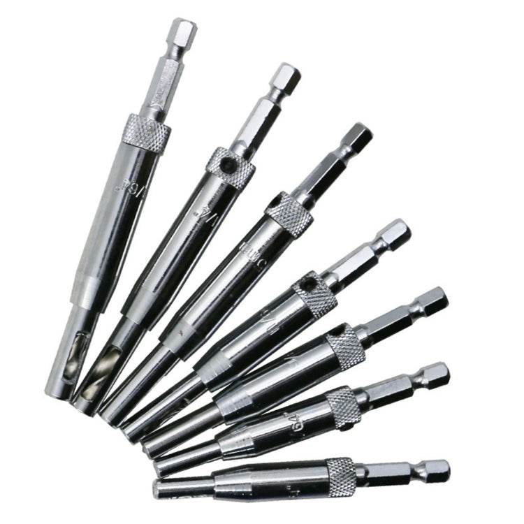 7 PCS/Set Doors Self Centering Hinge Tapper Core Drill Bit Set Hole Puncher Woodworking Tools(5/64,7/64,9/64,11/64,13/64,1/4 inch,5mm), 7 PCS/Set - Syndmart