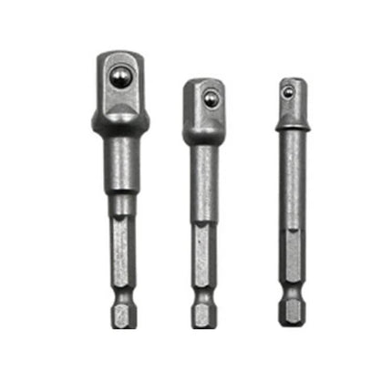 Socket Bit Extension Bar Set For Drills And Impact Drivers 65 To 73mm - three heavy-duty hex shank extensions for tight recessed sockets