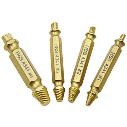 4 In 1 Screw Extractor Drill Bits Set For Stripped Screws - hardened steel four-piece set for removing damaged screws in wood, metal, electronics