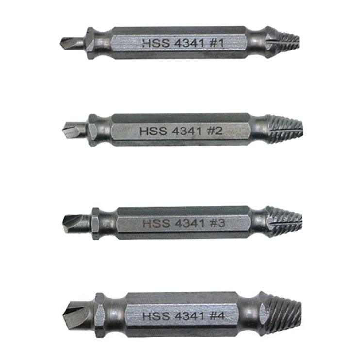 Compact 4-Piece Stripped Screw Remover Set with Durable Case - Quick & Efficient Extractor Tools (Sizes 1# to 4#) ETP2584C 4341