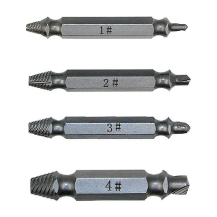4 In 1 Screw Extractor Drill Bits Set For Stripped Screws - hardened steel four-piece extractor bits for wood metal electronics automotive repairs