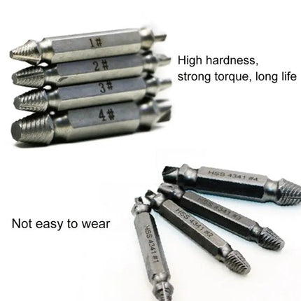 4 In 1 Screw Extractor Drill Bits Set For Stripped Screws