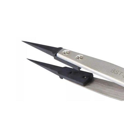 BEST Stainless Steel Anti-Static Tweezer for Precision Electronics Work with ESD PPS plastic tips for PCB and microelectronics handling