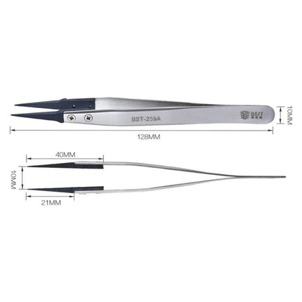 BEST Stainless Steel Anti-Static Tweezer for Precision Electronics Work - stainless steel ESD PPS tip tweezer 128mm for PCB and microelectronics