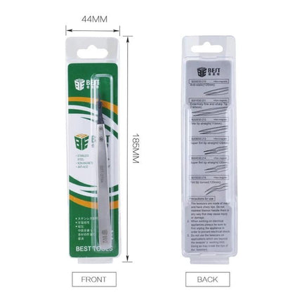 BEST Stainless Steel Anti-Static Tweezer for Precision Electronics Work - stainless steel ESD PPS head tweezer in blister pack front and back