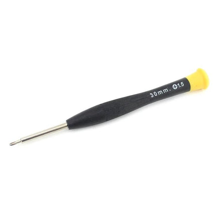 1.5mm Phillips Screwdriver for Mobile Phone and Device Repair - slim 30mm tip with black handle and yellow cap for precise phone and tablet fixes