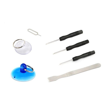 26-in-1 Crowbar and Spudger Tool Kit for Device Repair showing pry bar, three screwdrivers, suction cups and SIM ejector for smartphone and tablet opening
