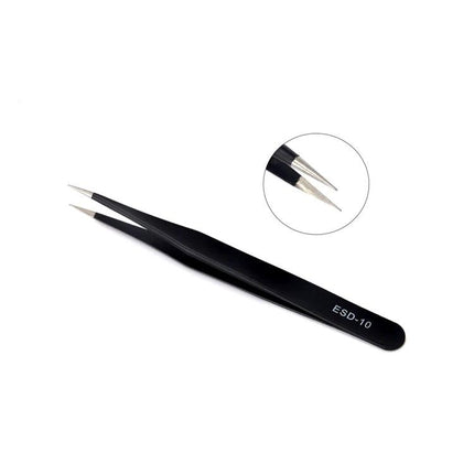 Portable Metal Tweezers Tool Kit for Device Repair - black precision ESD-10 tweezers for smartphone and electronics maintenance