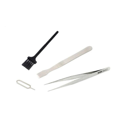 Versatile 17-in-1 Repair Tool Kit for Device Maintenance showing tweezers, spudger, brush and SIM ejector for smartphone and laptop repairs