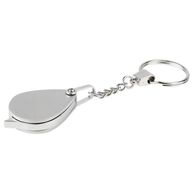Portable Folding Magnifier for Jewelry and Antique Inspection - compact silver folding loupe keychain for on-the-go appraisal
