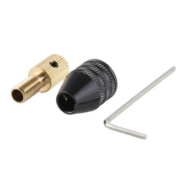 Mini Electric Grinder Drill Chuck For DIY 0.5-3mm Range 2.35mm Shaft - copper adapter, black mini chuck and hex wrench for micro-drilling