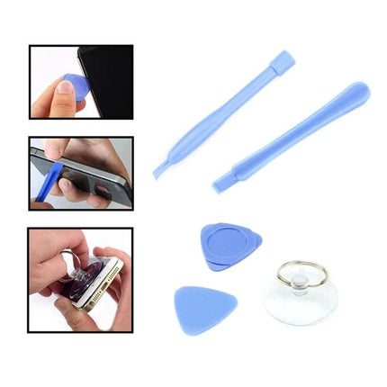 JIAFA 15-in-1 Repair Tool Set for Smartphone Fixes showing spudgers, opening picks, suction cup and pry tools for screen and battery repairs