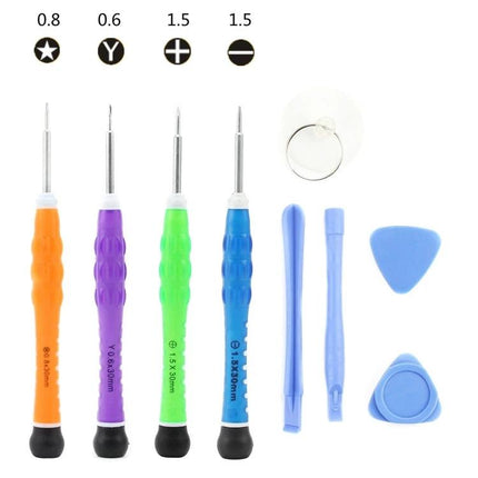 JIAFA 9-in-1 Repair Tool Set for iPhone and Samsung Devices — precision screwdrivers, pry tools, suction cup for screen and battery repair