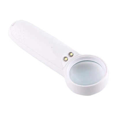 Jakemy Portable 8X Optical Magnifier with LED Light for Precision Tasks - handheld white magnifier with two LEDs for jewelry, watch & electronics inspection