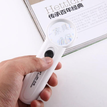Jakemy Portable 8X Optical Magnifier with LED Light for Precision Tasks in hand magnifying text for jewelry watch and electronics inspection