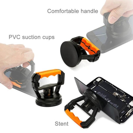 Jakemy Multifunctional Suction Cup for iPhone and Smartphone Screens - black orange PVC suction cup with comfortable handle for DIY screen lifting and repair