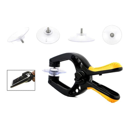 JIAFA 19-Piece Phone Repair Tool Set with Carrying Bag - suction clamp and pads for opening phone screens, black and yellow handheld phone repair tool