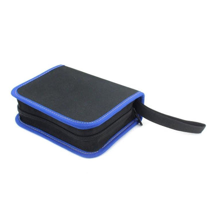 JIAFA 19-Piece Phone Repair Tool Set with Carrying Bag showing closed black and blue zippered carry case for tools