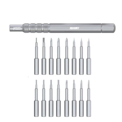 JAKEMY Multifunctional Screwdriver Set for Home Repairs — slim metal handle with 16 precision bits for electronics and smartphone repair